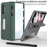 For Samsung Galaxy Z Fold3 5G GKK Full Coverage Magnetic Fold Hinge Shockproof Phone Case with Pen Slots(Black)