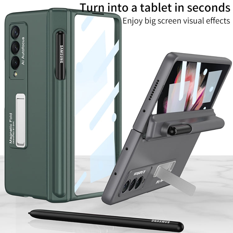 For Samsung Galaxy Z Fold3 5G GKK Full Coverage Magnetic Fold Hinge Shockproof Phone Case with Pen Slots(Black)