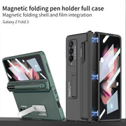 For Samsung Galaxy Z Fold3 5G GKK Full Coverage Magnetic Fold Hinge Shockproof Phone Case with Pen Slots(Grey)