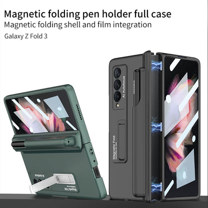 For Samsung Galaxy Z Fold3 5G GKK Full Coverage Magnetic Fold Hinge Shockproof Phone Case with Pen Slots(Black) - free shipping - PMC Jewellery - Order now!