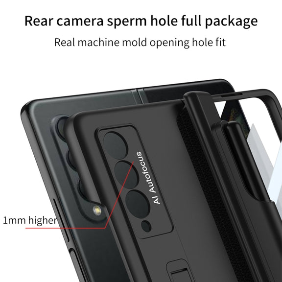 For Samsung Galaxy Z Fold3 5G GKK Full Coverage Magnetic Fold Hinge Shockproof Phone Case with Pen Slots(Black)