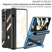 For Samsung Galaxy Z Fold4 GKK Magnetic Fold Hinge Shockproof Phone Case with Pen Slots(Silver)