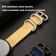 For Google Pixel Watch Woven Nylon Steel Buckle Watch Band(Black+Silver)