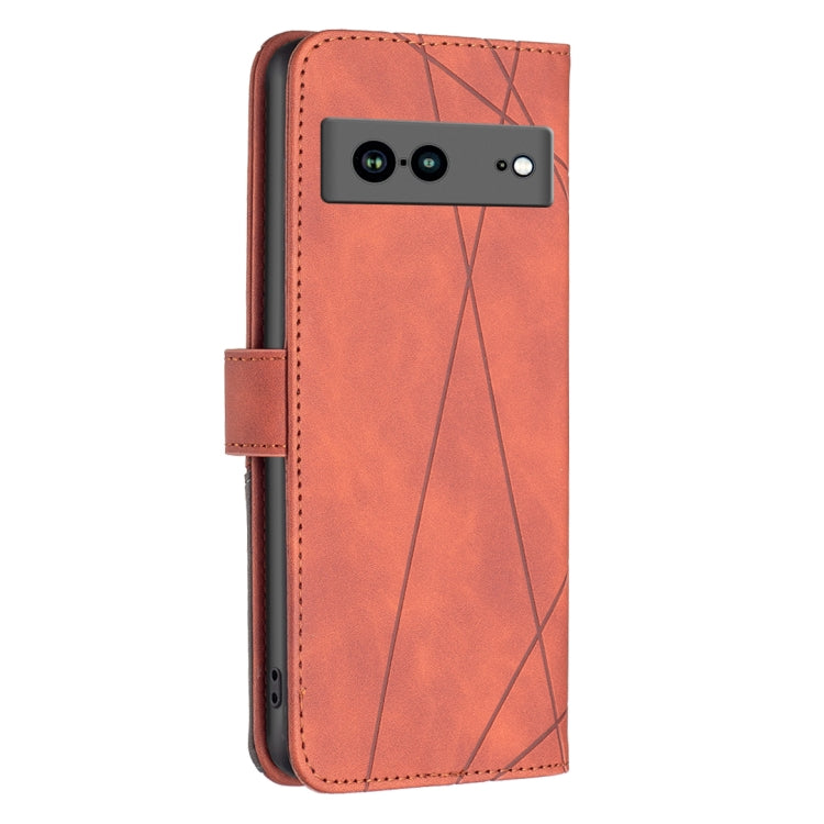 For Google Pixel 7a Magnetic Buckle Rhombus Texture Leather Phone Case(Brown) - free shipping - PMC Jewellery - Order now!