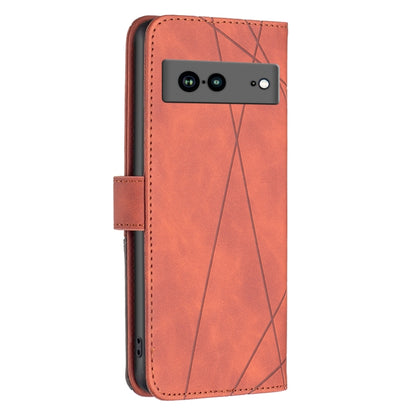 For Google Pixel 7a Magnetic Buckle Rhombus Texture Leather Phone Case(Brown) - free shipping - PMC Jewellery - Order now!