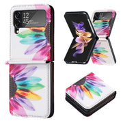 For Samsung Galaxy Z Flip3 5G Colored Drawing Invisible Magnetic Leather Phone Case(Sun Flower)