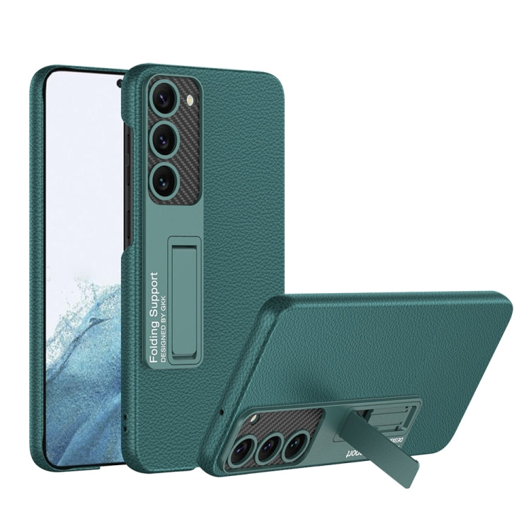 For Samsung Galaxy S23 5G GKK Plain Leather Shockproof Phone Case with Holder(Forest Green) - Galaxy S23 5G Cases by GKK | Online Shopping South Africa | PMC TechLife