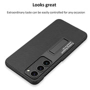 For Samsung Galaxy S23+ 5G GKK Plain Leather Shockproof Phone Case with Holder(Forest Green)