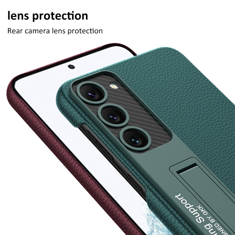 For Samsung Galaxy S23+ 5G GKK Plain Leather Shockproof Phone Case with Holder(Black) - Galaxy S23+ 5G Cases by GKK | Online Shopping South Africa | PMC TechLife | Buy Now Pay Later Mobicred