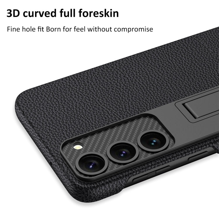 For Samsung Galaxy S23+ 5G GKK Plain Leather Shockproof Phone Case with Holder(Forest Green)