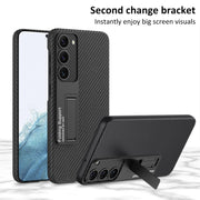 For Samsung Galaxy S23+ 5G GKK Plain Leather Shockproof Phone Case with Holder(Forest Green)
