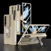 For Samsung Galaxy Z Fold4 GKK Integrated Magnetic Folding Phone Case with Pen Case(Champagne Gold)