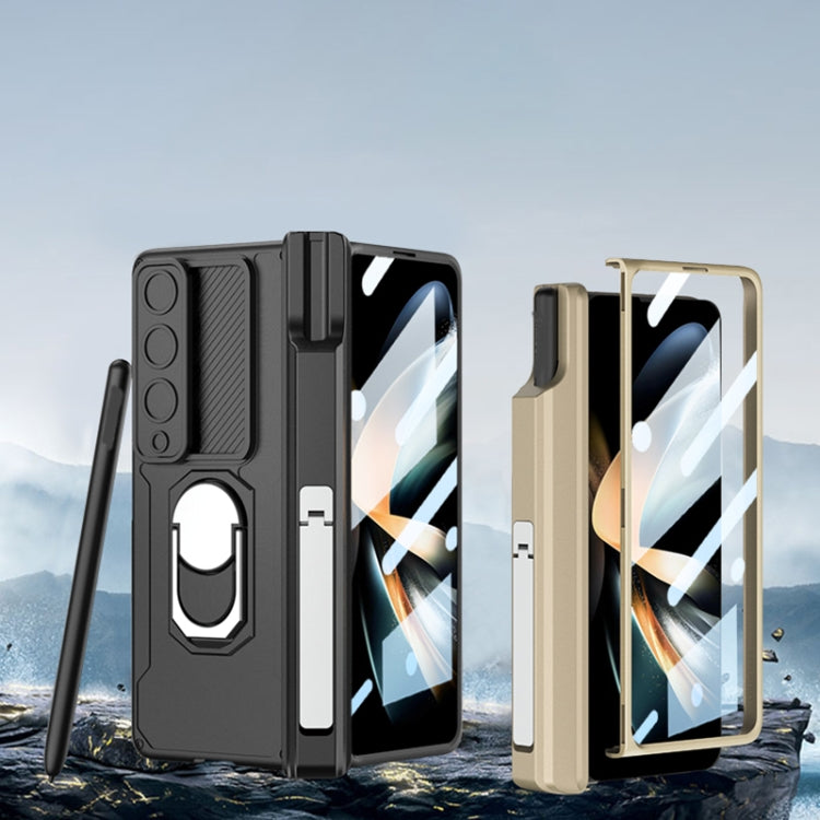 For Samsung Galaxy Z Fold4 GKK Integrated Magnetic Folding Phone Case with Pen Case(Black)