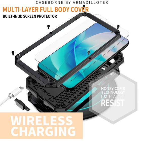 For Samsung Galaxy S23 5G R-JUST Sliding Camera Design Life Water-resistant Dustproof Shockproof Phone Case(Black)