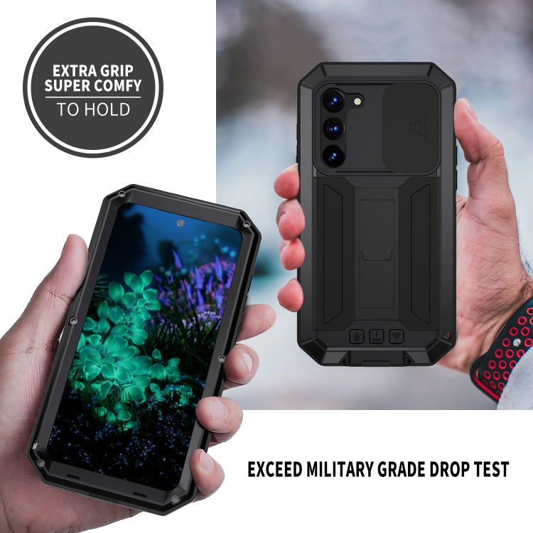 For Samsung Galaxy S23+ 5G R-JUST Sliding Camera Design Life Water-resistant Dustproof Shockproof Phone Case(Black)