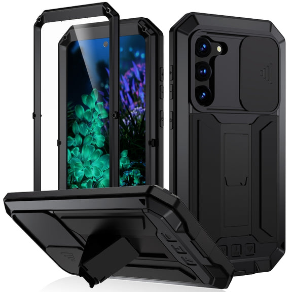 For Samsung Galaxy S23+ 5G R-JUST Sliding Camera Design Life Water-resistant Dustproof Shockproof Phone Case(Black)