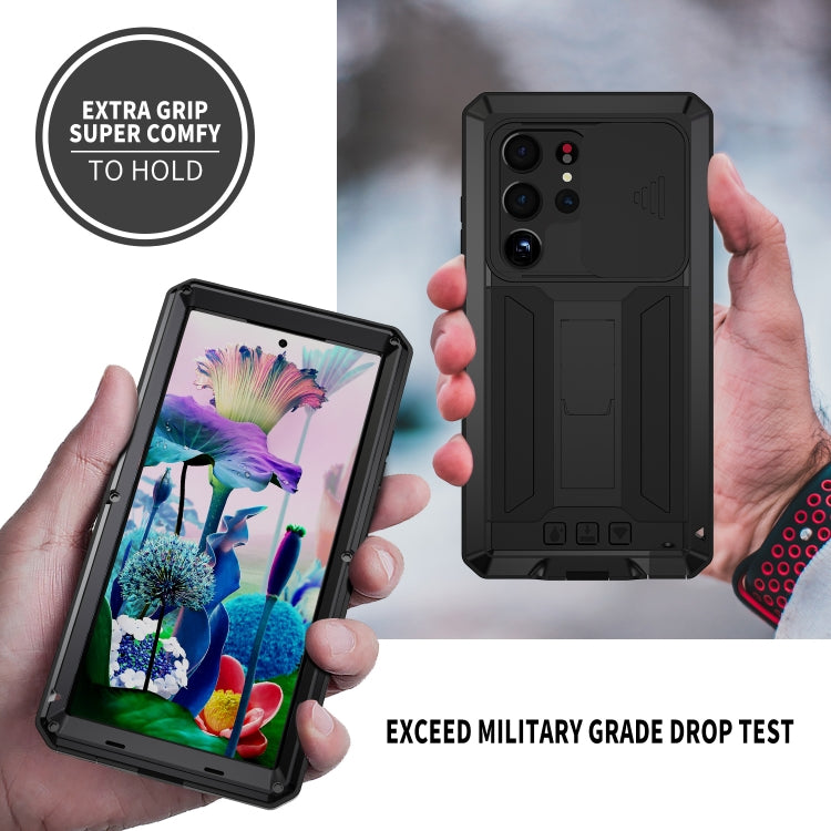 For Samsung Galaxy S23 Ultra 5G R-JUST Sliding Camera Design Life Water-resistant Dustproof Shockproof Phone Case(Black)