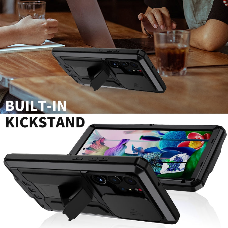 For Samsung Galaxy S23 Ultra 5G R-JUST Sliding Camera Design Life Water-resistant Dustproof Shockproof Phone Case(Black)