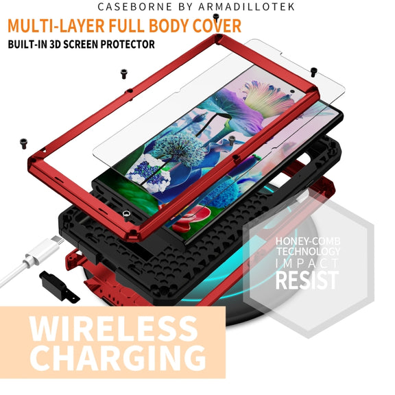 For Samsung Galaxy S23 Ultra 5G R-JUST Sliding Camera Design Life Water-resistant Dustproof Shockproof Phone Case(Red)