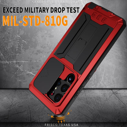 For Samsung Galaxy S23 Ultra 5G R-JUST Sliding Camera Design Life Waterproof Dustproof Shockproof Phone Case(Red) - free shipping - PMC Jewellery - Order now!