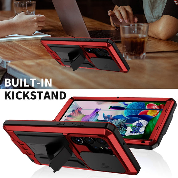 For Samsung Galaxy S23 Ultra 5G R-JUST Sliding Camera Design Life Water-resistant Dustproof Shockproof Phone Case(Red)