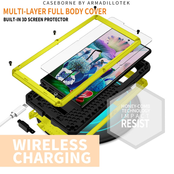 For Samsung Galaxy S23 Ultra 5G R-JUST Sliding Camera Design Life Water-resistant Dustproof Shockproof Phone Case(Yellow)