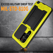 For Samsung Galaxy S23 Ultra 5G R-JUST Sliding Camera Design Life Water-resistant Dustproof Shockproof Phone Case(Yellow)