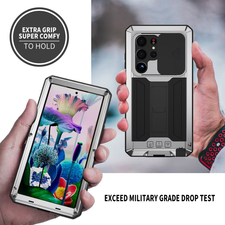 For Samsung Galaxy S23 Ultra 5G R-JUST Sliding Camera Design Life Water-resistant Dustproof Shockproof Phone Case(Silver)