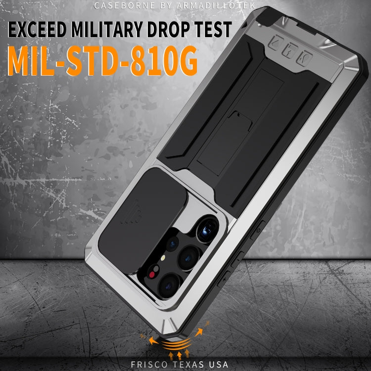 For Samsung Galaxy S23 Ultra 5G R-JUST Sliding Camera Design Life Water-resistant Dustproof Shockproof Phone Case(Silver)