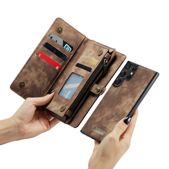 For Samsung Galaxy S23 Ultra 5G CaseMe 008 Detachable Multifunctional Leather Phone Case(Brown)