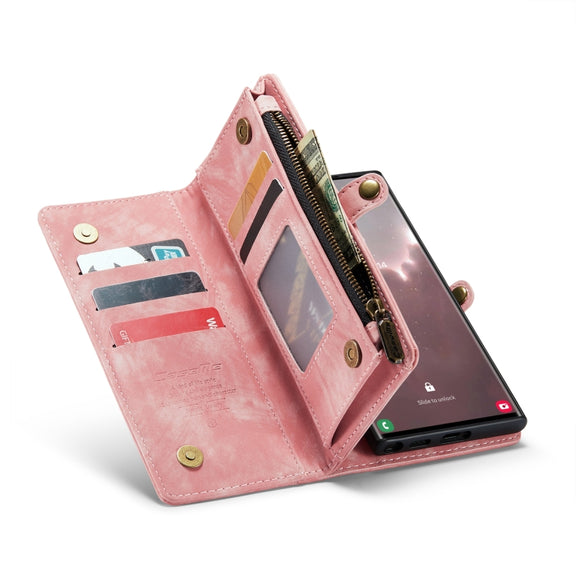 For Samsung Galaxy S23 Ultra 5G CaseMe 008 Detachable Multifunctional Leather Phone Case(Pink)