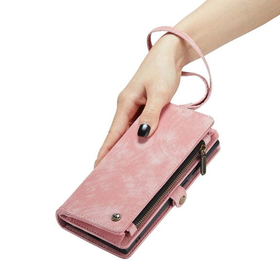 For Samsung Galaxy S23 Ultra 5G CaseMe 008 Detachable Multifunctional Leather Phone Case(Pink)