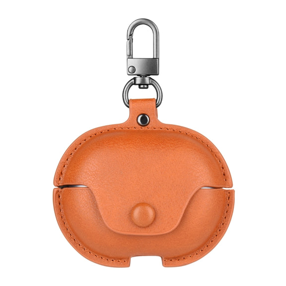 For Huawei FreeBuds Pro 2 Business Leather Earphone Protective Case with Hook(Light Brown)