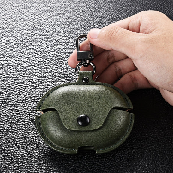 For Huawei FreeBuds Pro 2 Business Leather Earphone Protective Case with Hook(Green)