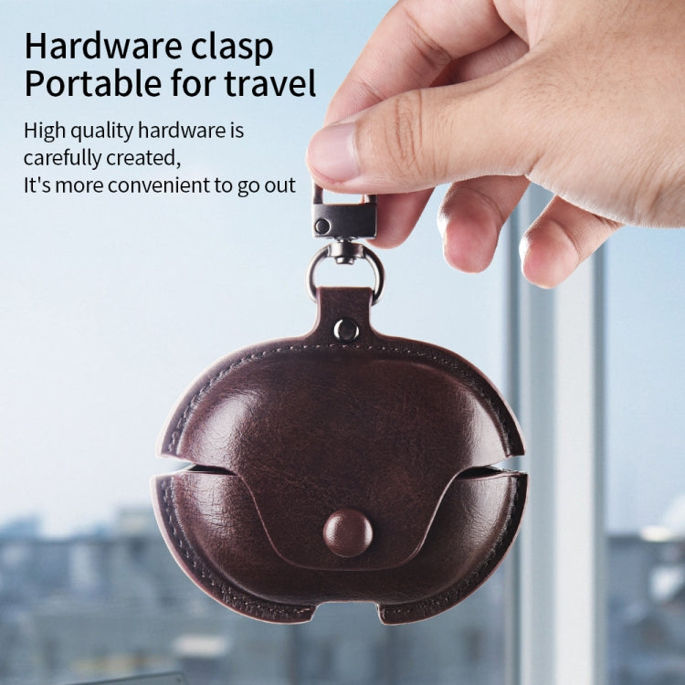 For Huawei FreeBuds Pro Business Leather Earphone Protective Case with Hook(Green)