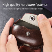 For Huawei FreeBuds Pro Business Leather Earphone Protective Case with Hook(Green)