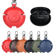 For Huawei FreeBuds 4i / 5i Business Leather Earphone Protective Case with Hook(Red)
