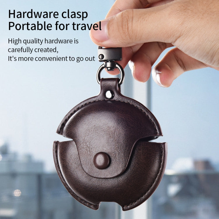 For Huawei FreeBuds 4i / 5i Business Leather Earphone Protective Case with Hook(Dark Brown) - Huawei Earphone Case by PMC TechLife | Online Shopping South Africa | PMC TechLife | Buy Now Pay Later Mobicred