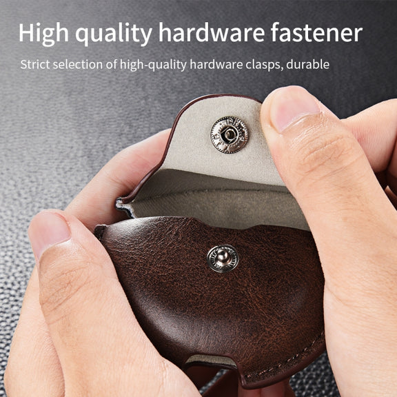 For Huawei FreeBuds 4i / 5i Business Leather Earphone Protective Case with Hook(Light Brown)