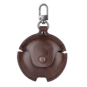 For Huawei FreeBuds 4 / 4E Business Leather Earphone Protective Case with Hook(Dark Brown)