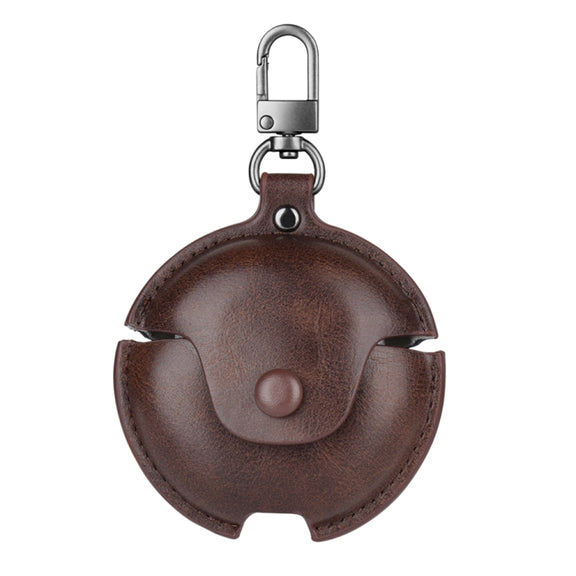 For Huawei FreeBuds 4 / 4E Business Leather Earphone Protective Case with Hook(Dark Brown)