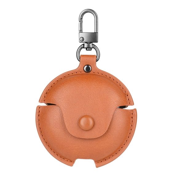 For Huawei FreeBuds 4 Business Leather Earphone Protective Case with Hook(Light Brown)