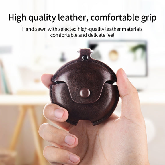 For Huawei FreeBuds 4 / 4E Business Leather Earphone Protective Case with Hook(Dark Brown)