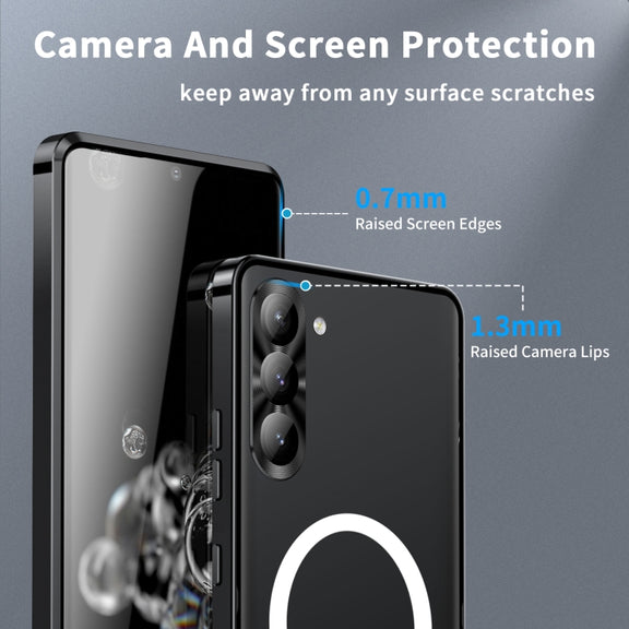 For Samsung Galaxy S23 5G MagSafe Magnetic Frosted Metal Phone Case(Black)