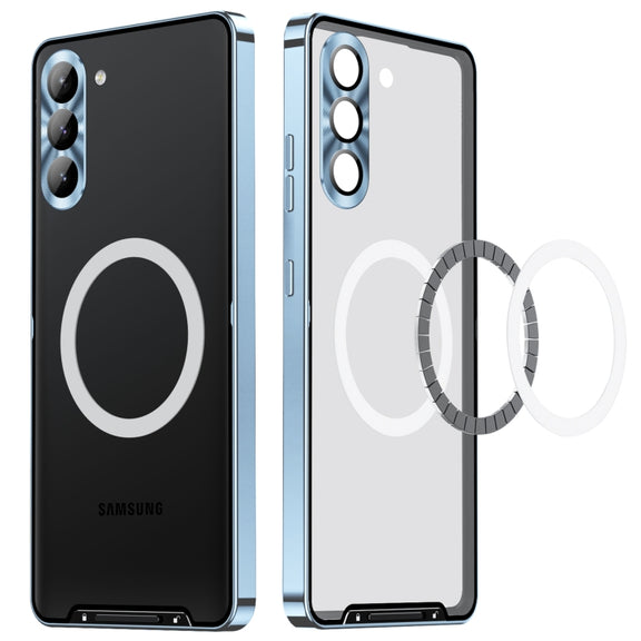 For Samsung Galaxy S23 5G MagSafe Magnetic Frosted Metal Phone Case(Blue)