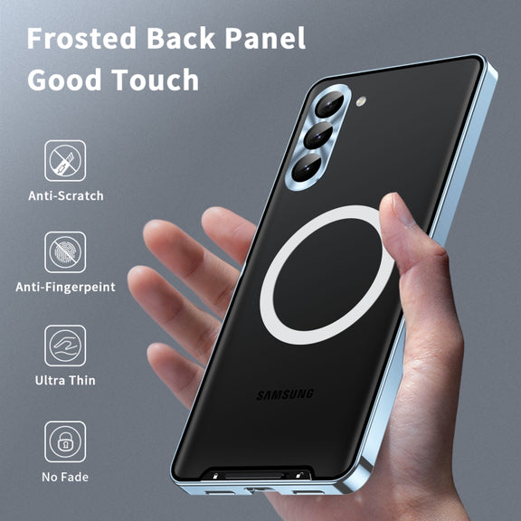 For Samsung Galaxy S23 5G MagSafe Magnetic Frosted Metal Phone Case(Blue)