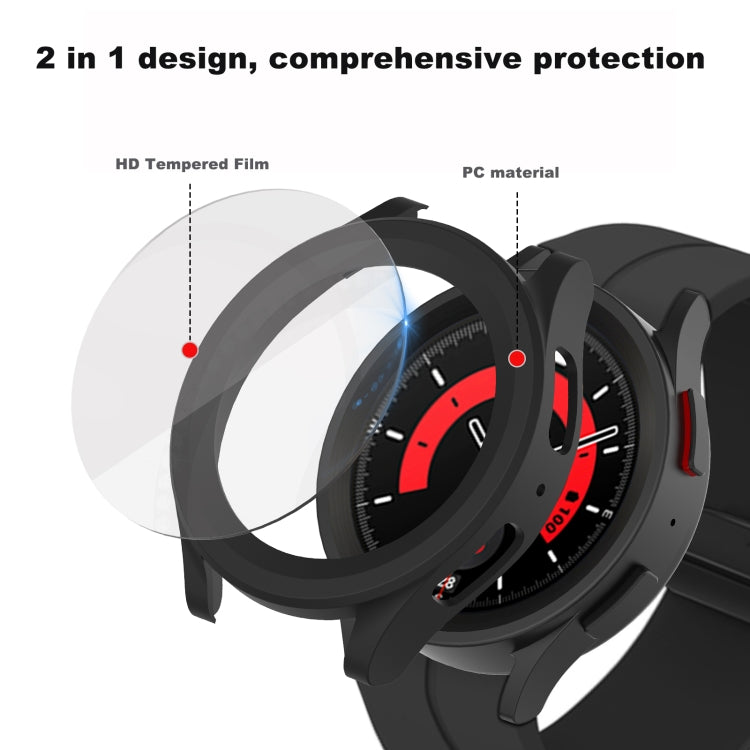 For Samsung Galaxy Watch5 Pro 45mm PC + Tempered Film Fuel Injection Watch Protective Case(Silver) - free shipping - PMC Jewellery - Order now!