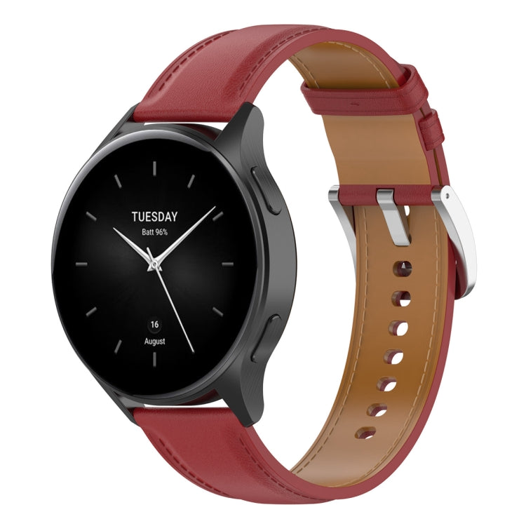 For Huawei Watch Buds/Xiaomi Watch S2 22mm Genuine Leather Watch Band(Red) - Watch Bands by PMC TechLife | Online Shopping South Africa | PMC TechLife | Buy Now Pay Later Mobicred