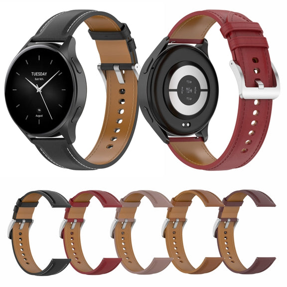 For Huawei Watch Buds/Xiaomi Watch S2 22mm Genuine Leather Watch Band(Red)