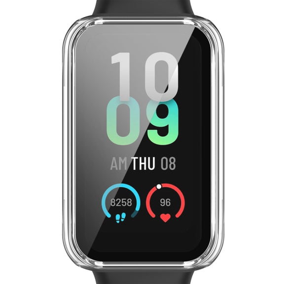 For Amazfit Band 7 PC + Tempered Glass Integrated Protective Watch Case(Transparent White)